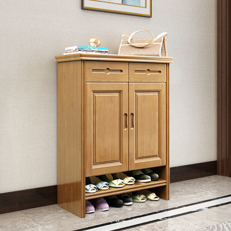 Mid-Century Modern Cabinet Grooves With Doors Rectangle Accent Cabinet