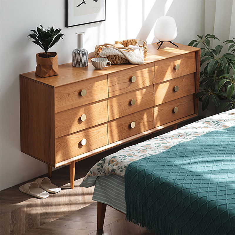 Modern Chest Pine 9 - Drawer Rectangle Straight Legs Accent Chest