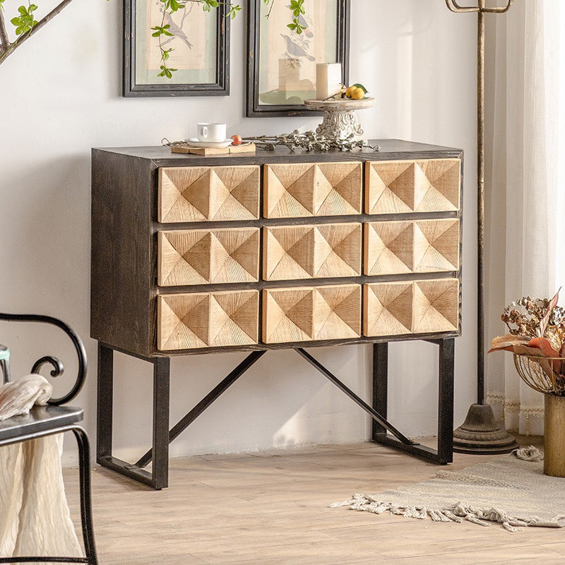 Mid-Century Modern Accent Chest Rectangular Wooden Chest in Distressed Finish