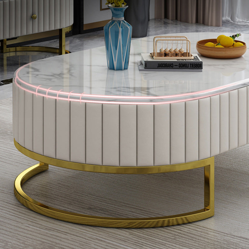 Stone Oval Top Coffee Desk Luxury Sintered Stone Coffee Table