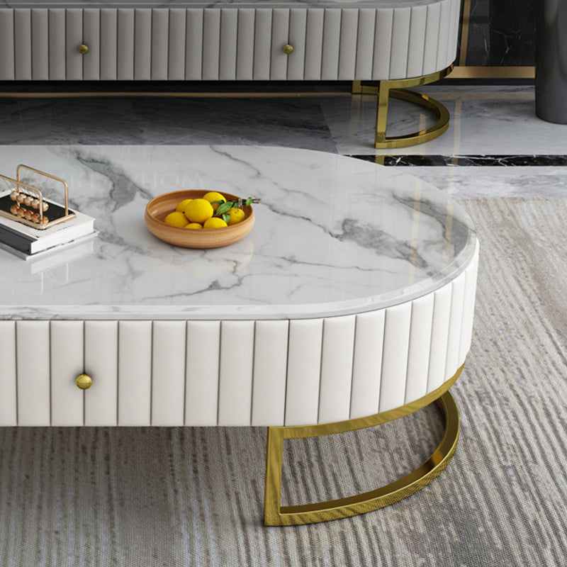 Stone Oval Top Coffee Desk Luxury Sintered Stone Coffee Table