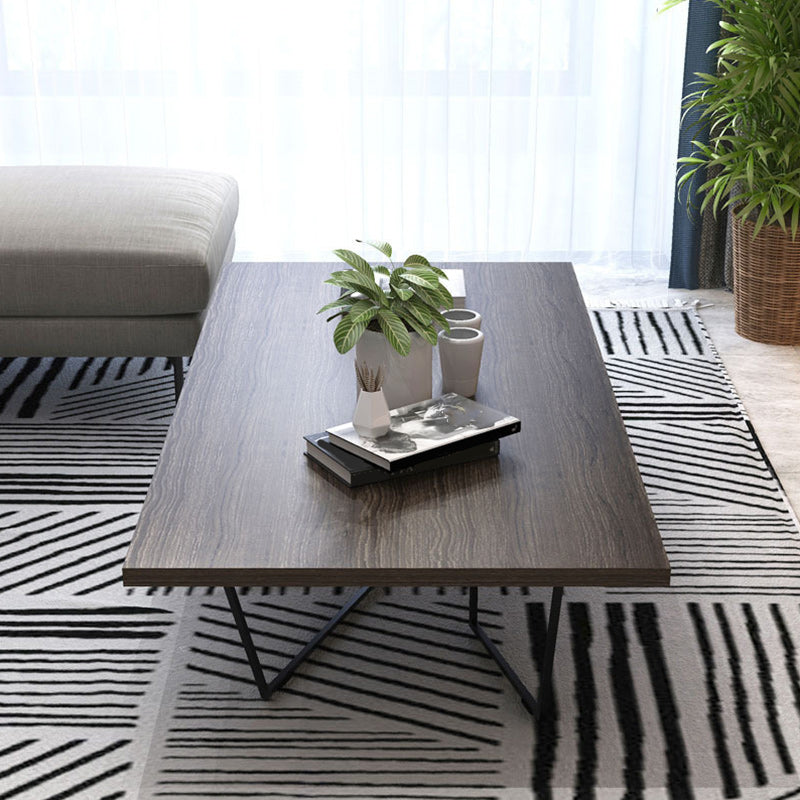 Solid Wood Coffee Table Abstract Coffee Cocktail Table in Brown