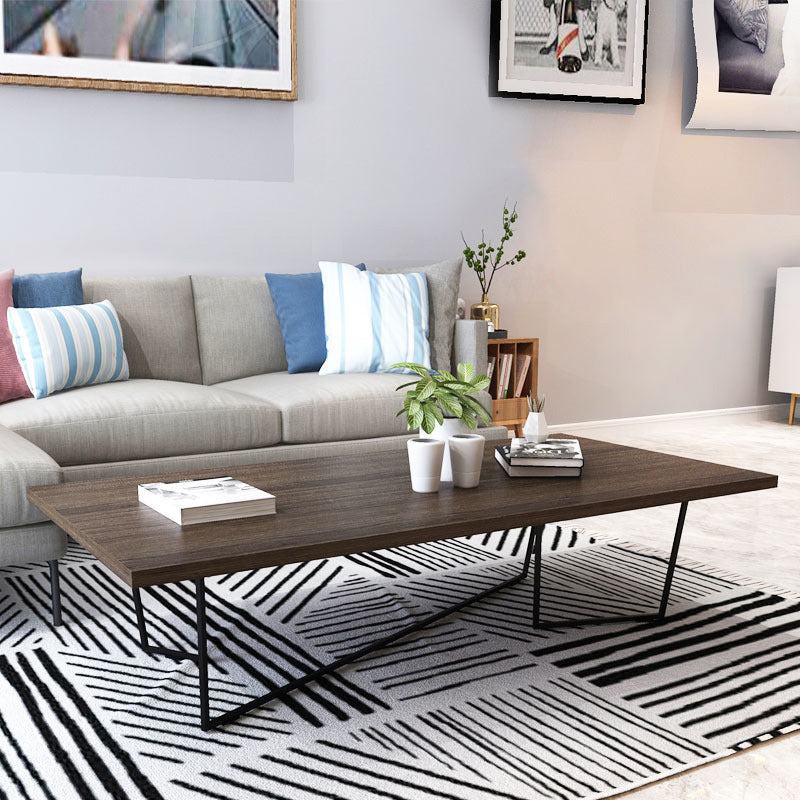 Solid Wood Coffee Table Abstract Coffee Cocktail Table in Brown