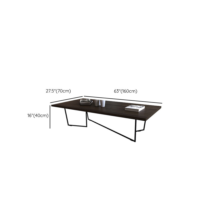 Solid Wood Coffee Table Abstract Coffee Cocktail Table in Brown