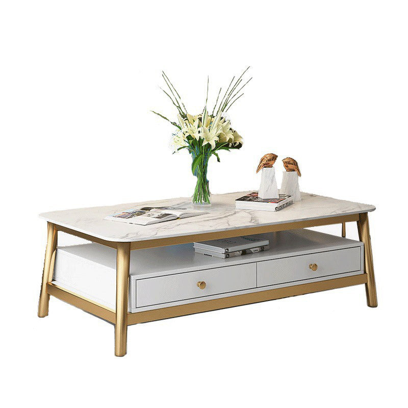 Glam Coffee Cocktail Table 4 Legs Cocktail Table with Storage