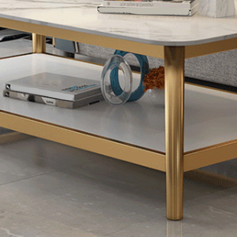Glam Coffee Cocktail Table 4 Legs Cocktail Table with Storage