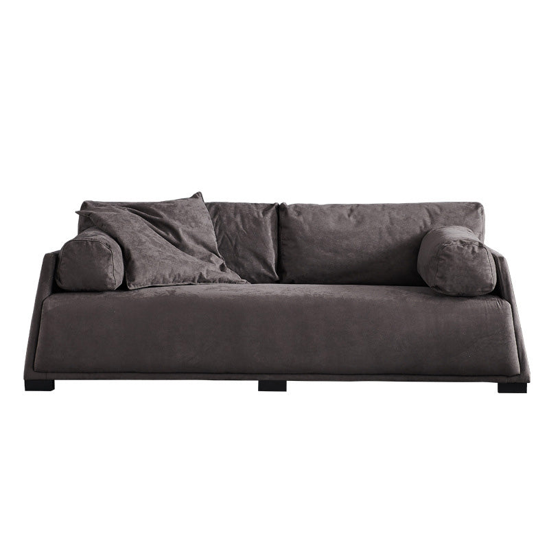 Leather Sofa Stationary Settee Solid Color Modern Sofa for Living Room