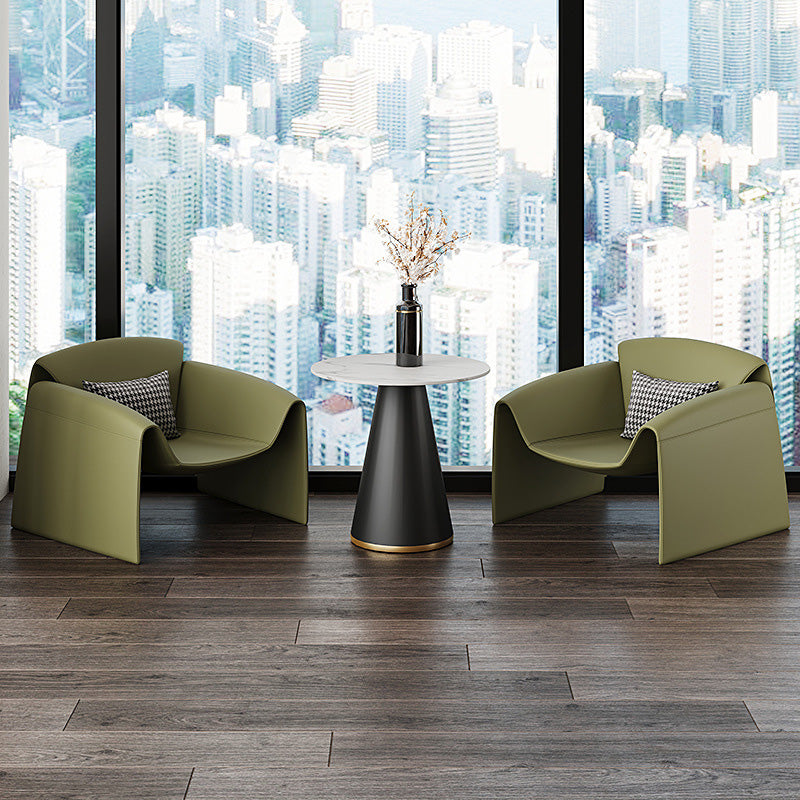 Fixed Back Sled Arms Armchair Mid-century Modern Accent Armchair