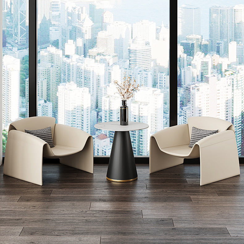 Fixed Back Sled Arms Armchair Mid-century Modern Accent Armchair