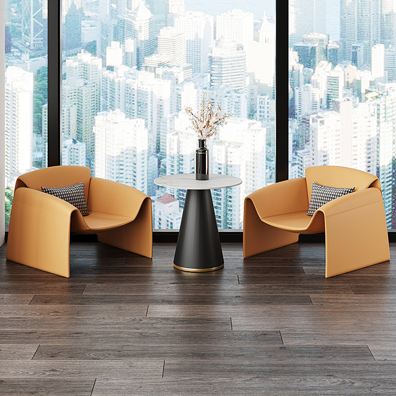 Fixed Back Sled Arms Armchair Mid-century Modern Accent Armchair