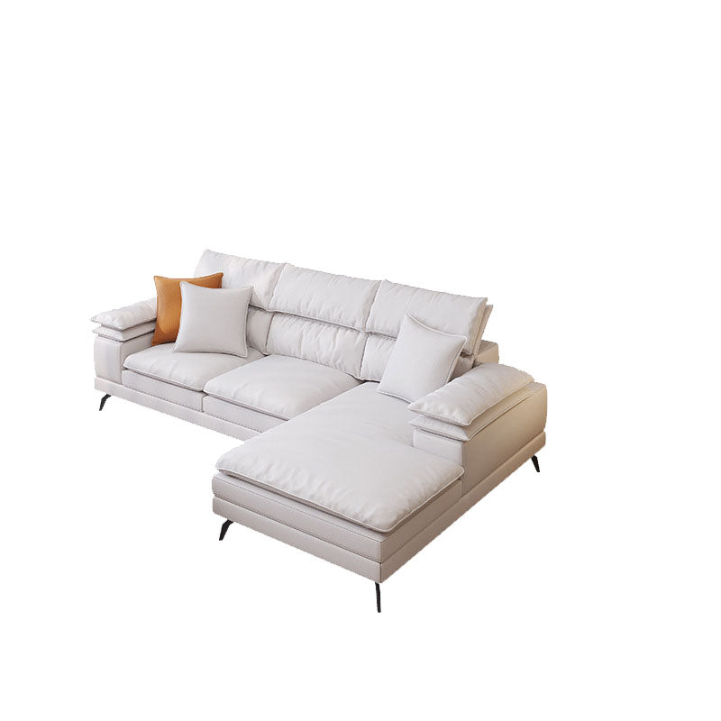 36"H Contemporary Sectional Sofa Leather Cream Down Cushion Sectional