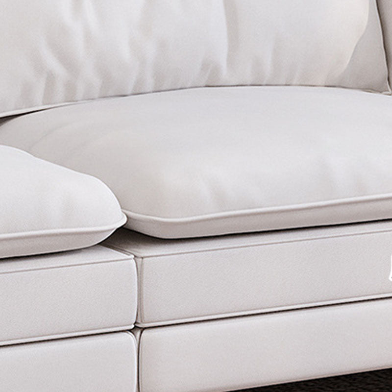 36"H Contemporary Sectional Sofa Leather Cream Down Cushion Sectional