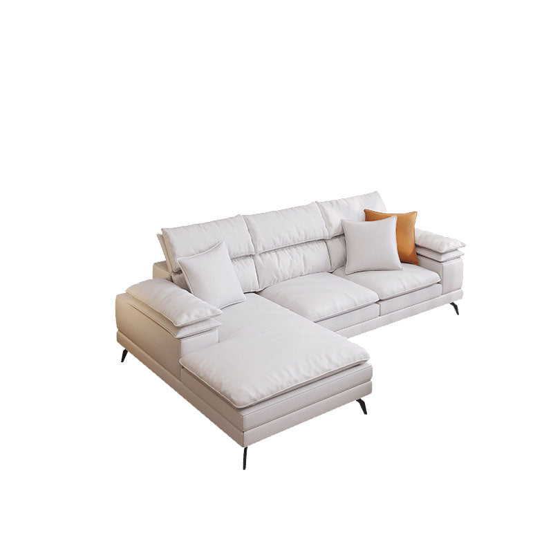 36"H Contemporary Sectional Sofa Leather Cream Down Cushion Sectional
