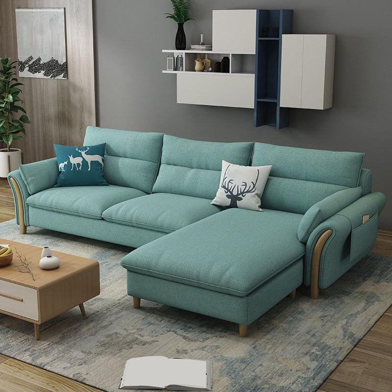 Scandinavian Sectional Sofa Fabric Storage Stationary Sectional