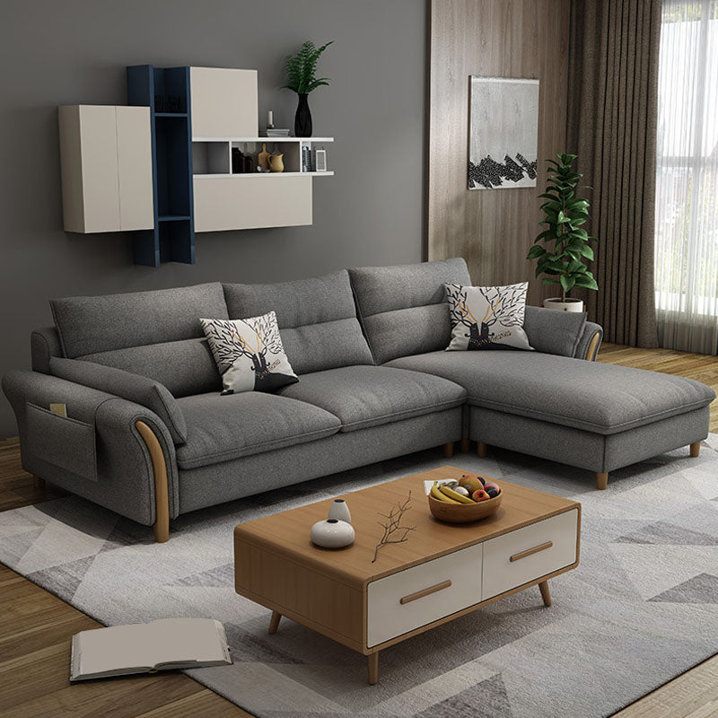 Scandinavian Sectional Sofa Fabric Storage Stationary Sectional