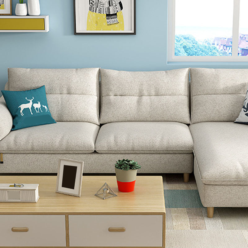 Scandinavian Sectional Sofa Fabric Storage Stationary Sectional
