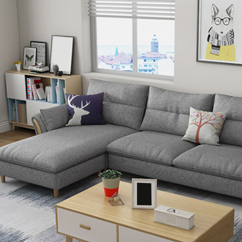 Scandinavian Sectional Sofa Fabric Storage Stationary Sectional