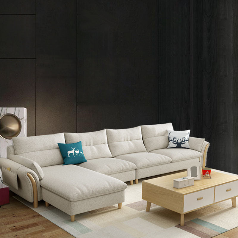 Scandinavian Sectional Sofa Fabric Storage Stationary Sectional