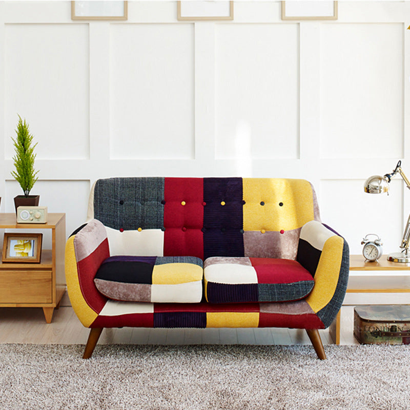 Flared Arm Sofa Cotton Stain Resistant Settee for Living Room