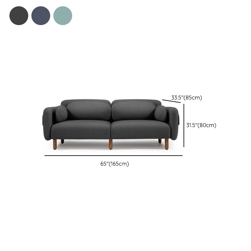 Sewn Pillow Back Fabric Settee Solid Color Stain Resistant Sofa for Bonus Room