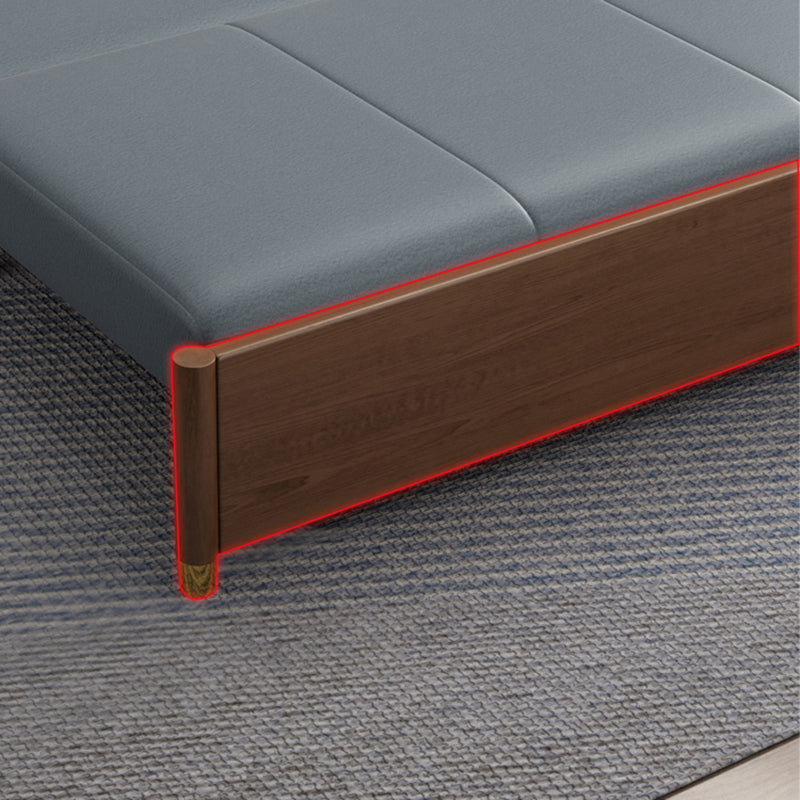 Convertible Square Arm Sofa with Pillows Faux Leather Sofa Bed in Blue