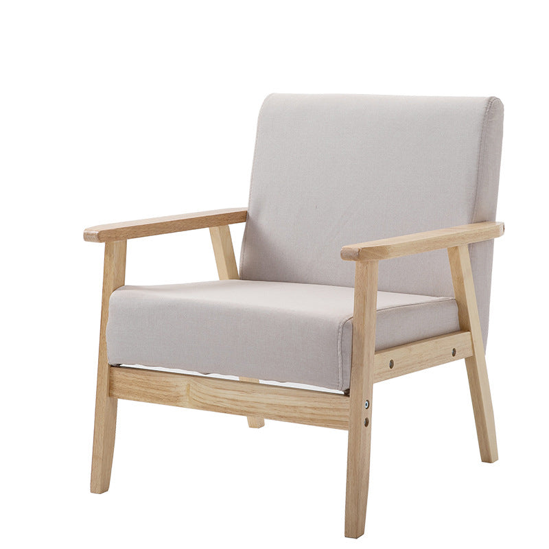 Solid Wood Solid Color Sofa Stationary Sewn Pillow Back Settee for Living Room