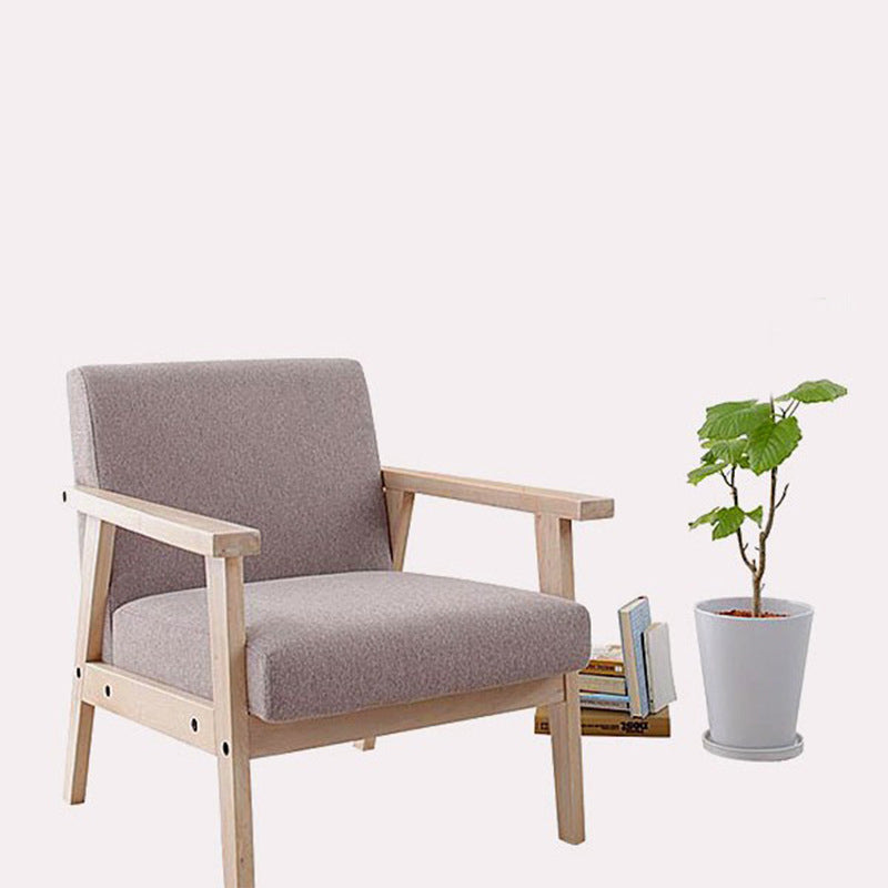 Solid Wood Solid Color Sofa Stationary Sewn Pillow Back Settee for Living Room