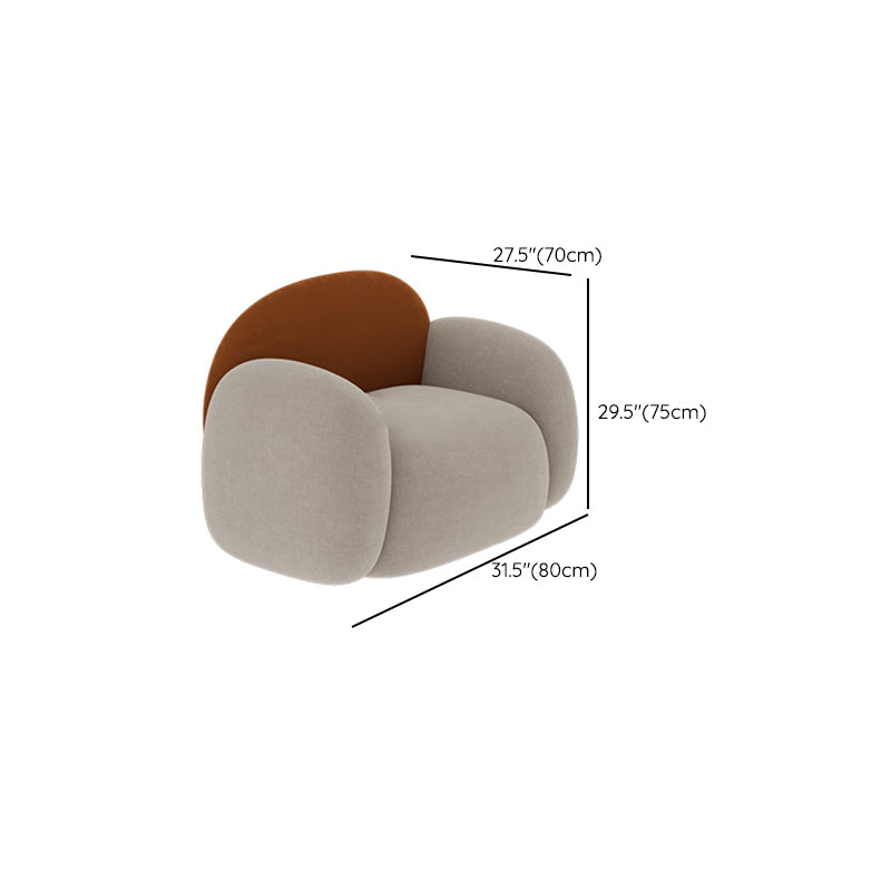 Curved Armless Seating Stain Resistant Sofa in Orange and Gray