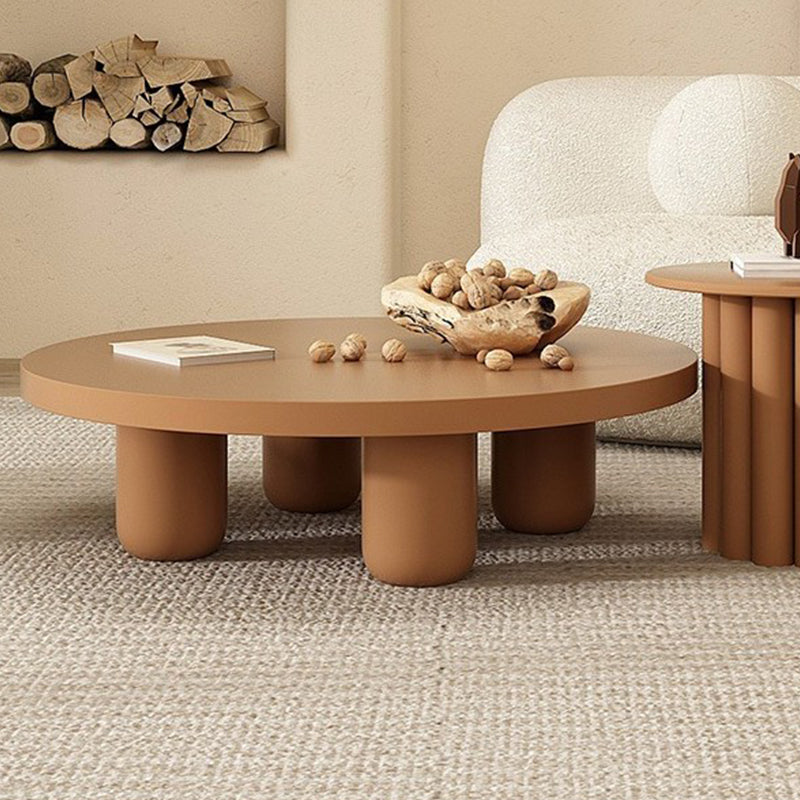 4 Legs Coffee Table Wooden Coffee Cocktail Table with Round Top for Living Room