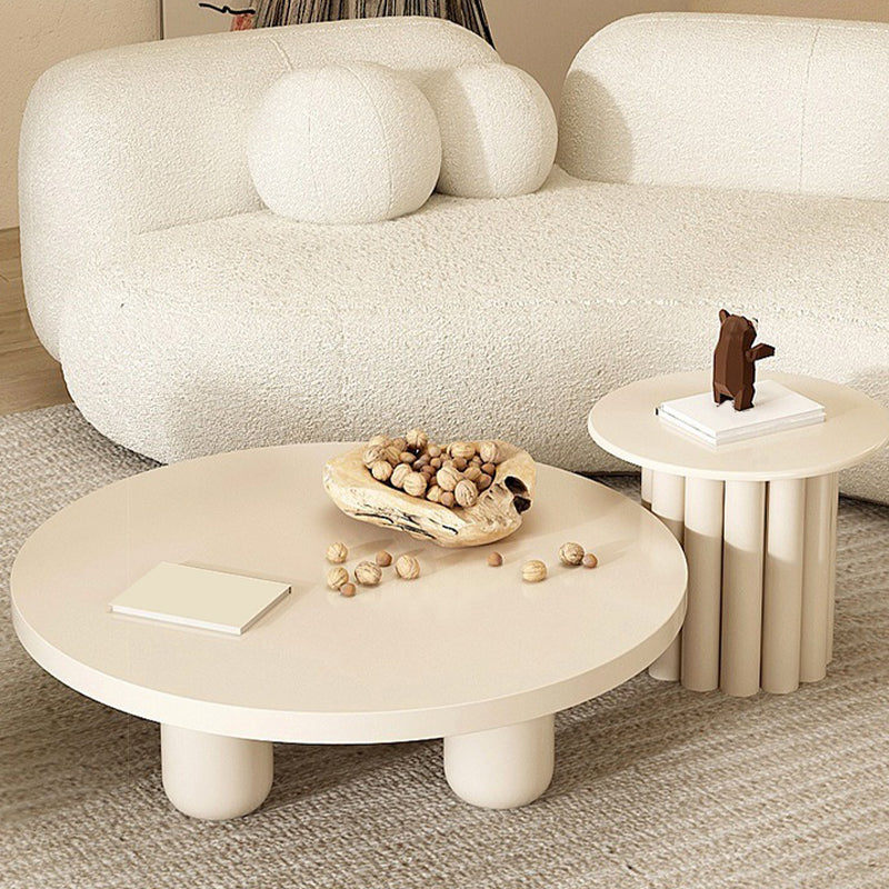 4 Legs Coffee Table Wooden Coffee Cocktail Table with Round Top for Living Room