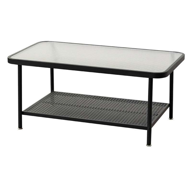 Contemporary Rectangle Coffee Table with Glass Top and 1 Shelf