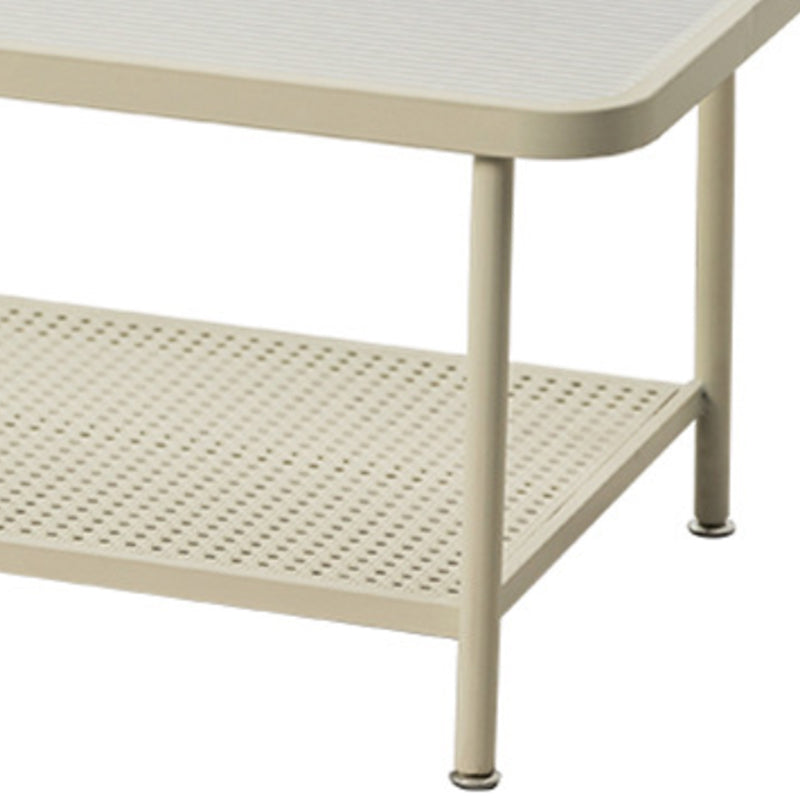 Contemporary Rectangle Coffee Table with Glass Top and 1 Shelf