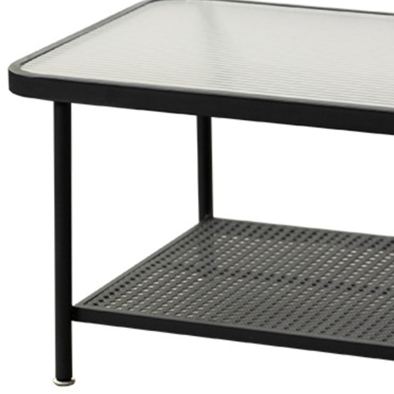 Contemporary Rectangle Coffee Table with Glass Top and 1 Shelf