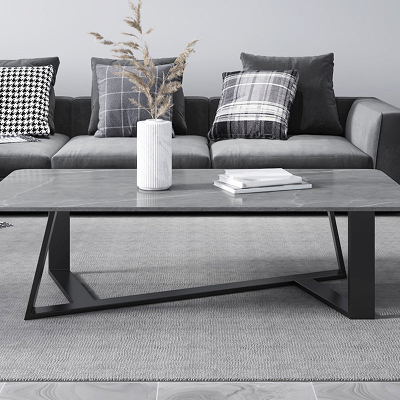 X-Base Coffee Cocktail Table Rectangle Coffee Table with Marble Top