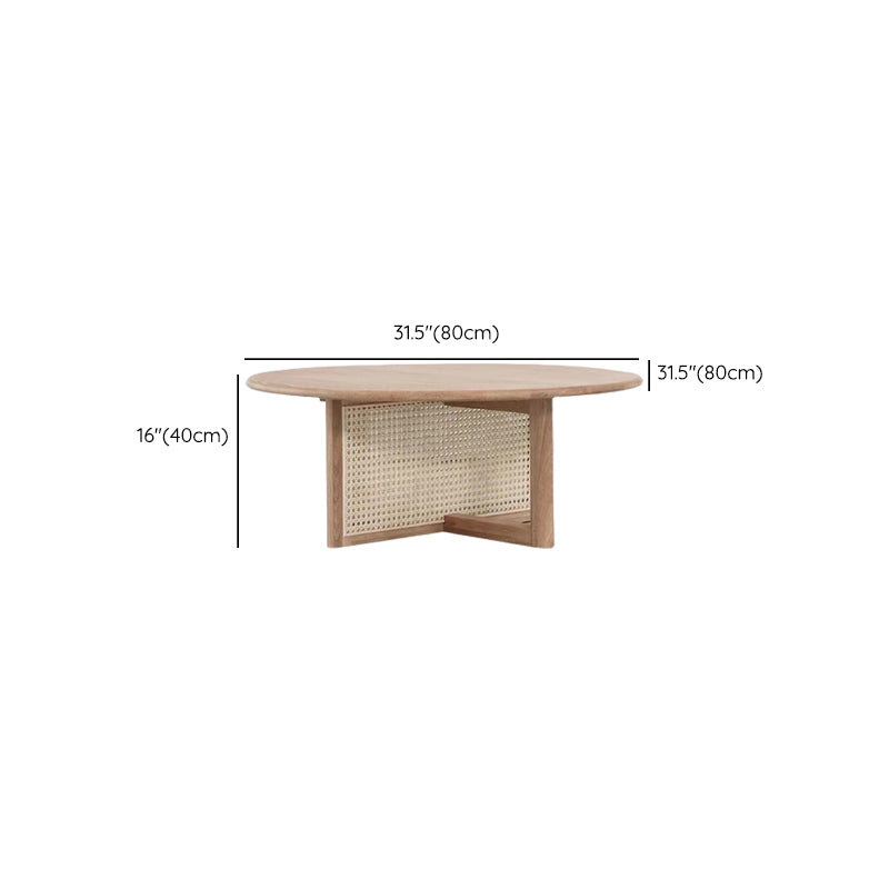 Scandinavian Round Coffee Table with Cross Legs in Pine Wood