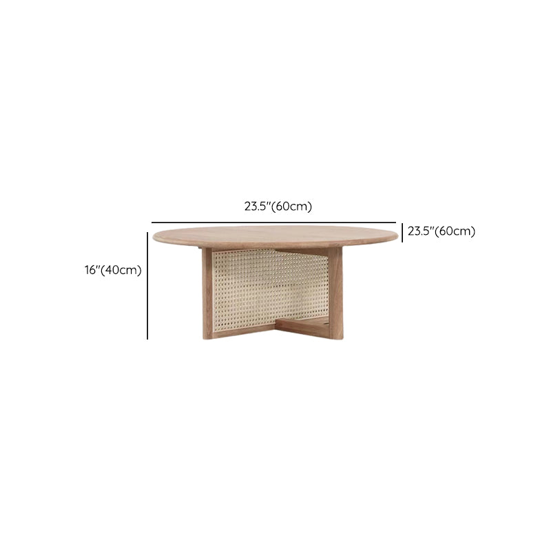 Scandinavian Round Coffee Table with Cross Legs in Pine Wood