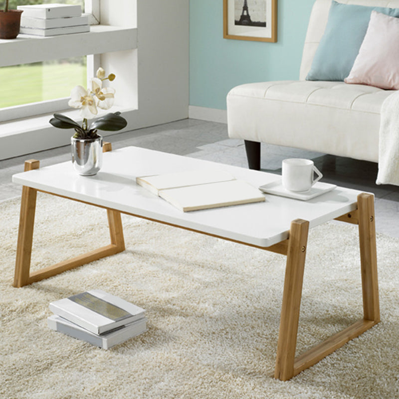 Contemporary Rectangle Top Coffee Table Wooden Sled Cocktail Table