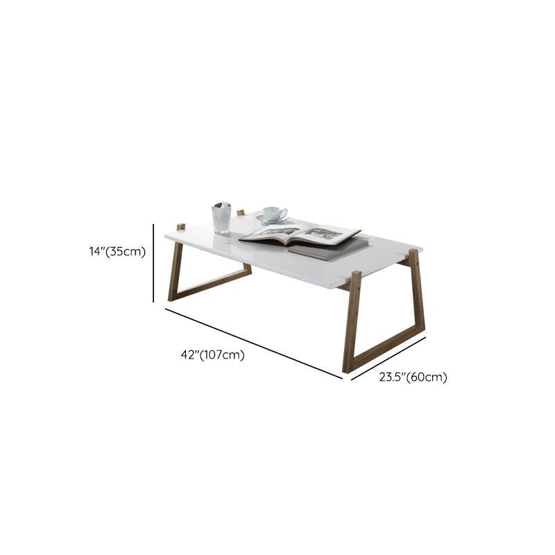 Contemporary Rectangle Top Coffee Table Wooden Sled Cocktail Table