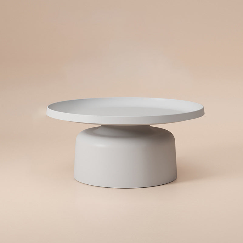 Mid-Century Modern Round Metal Coffee Table Pedestal Tray Top Cocktail Table
