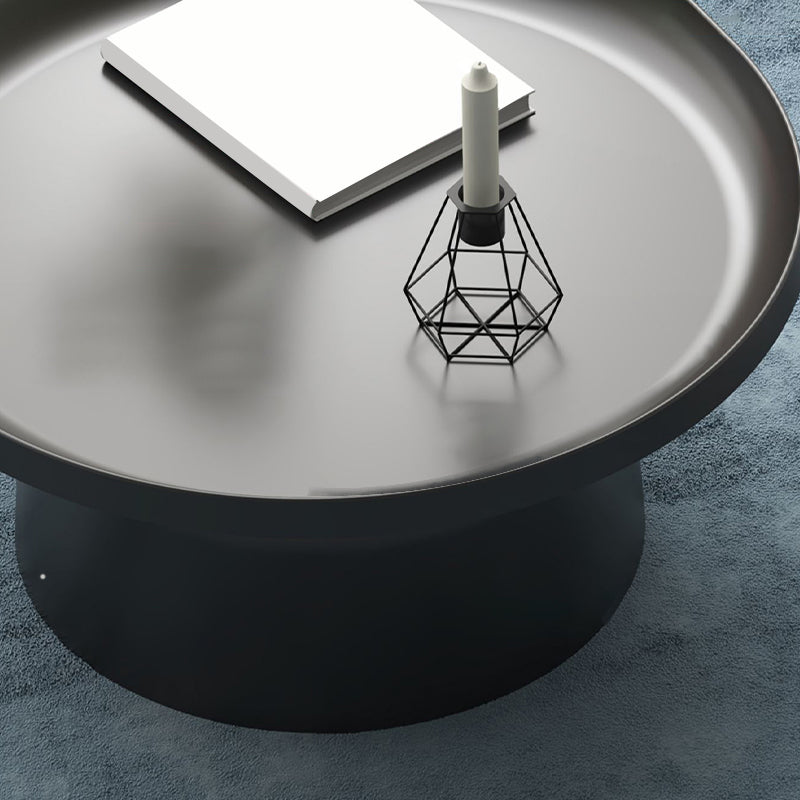 Mid-Century Modern Round Metal Coffee Table Pedestal Tray Top Cocktail Table