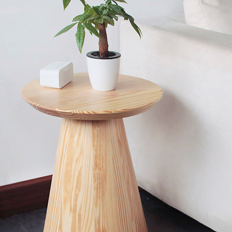 Scandinavian Solid Wood Round Pedestal Living Room Side End Table