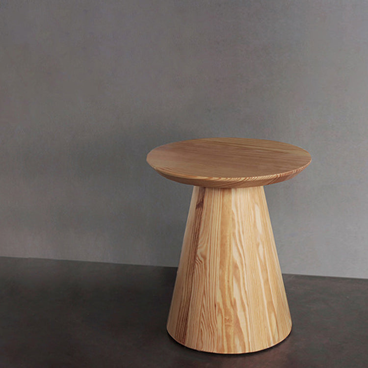 Scandinavian Solid Wood Round Pedestal Living Room Side End Table
