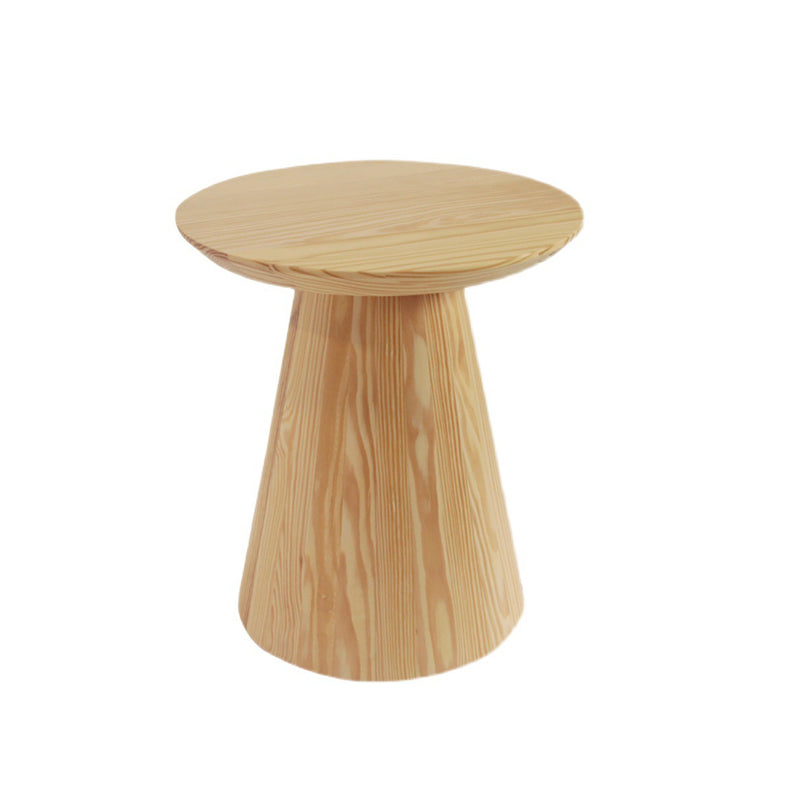 Scandinavian Solid Wood Round Pedestal Living Room Side End Table