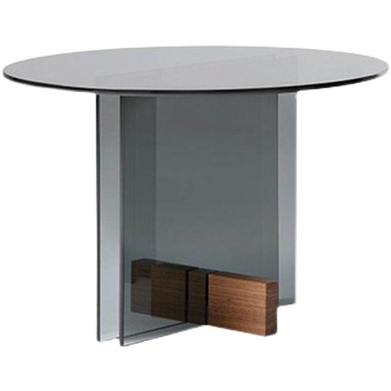 Contemporary Glass Top Abstract Round Living Room Side End Table