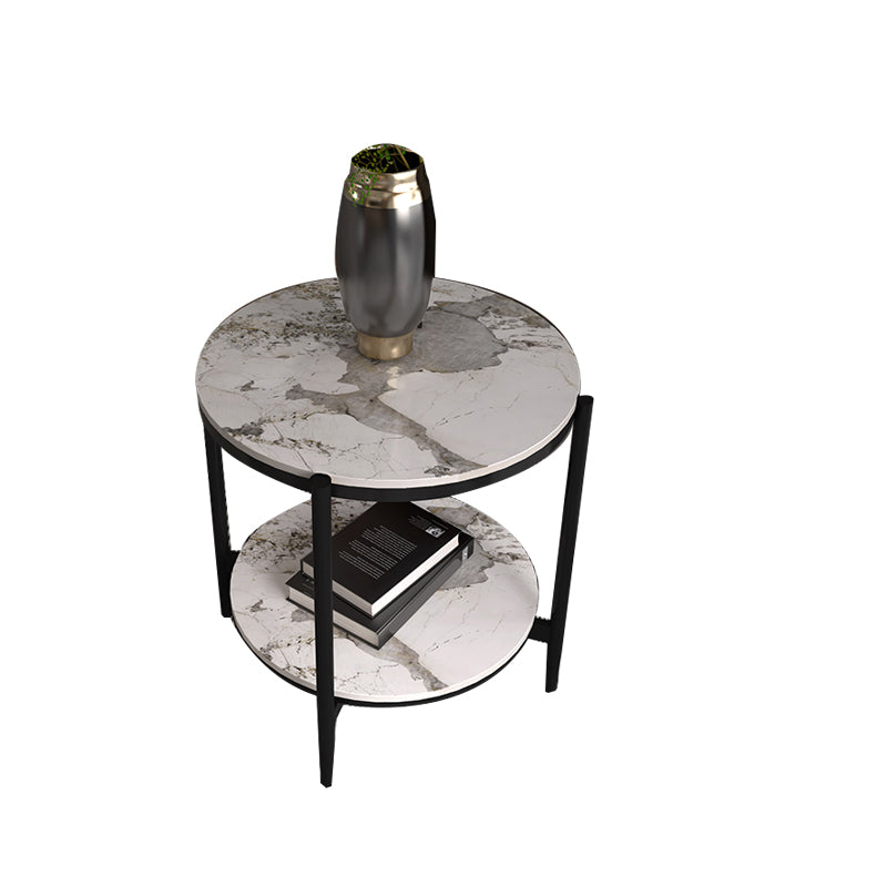 Modernistic 4 Legs Round Double Tier Living Room Accent Side Table