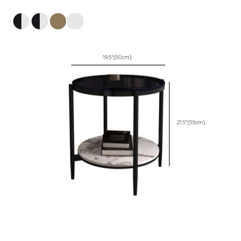 Modernistic 4 Legs Round Double Tier Living Room Accent Side Table