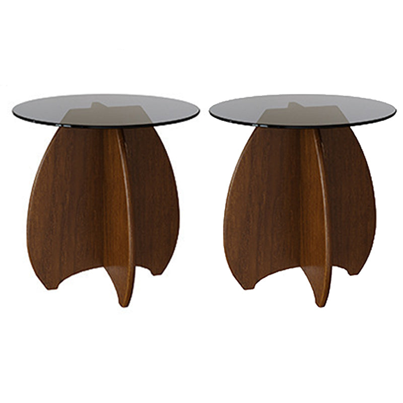 Contemporary Abstract Glass Top Round Living Room Accent Side Table