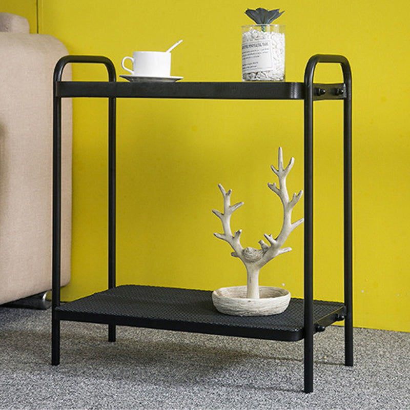 4 Legs Rectangular Side Table 19.68 inch Wide End Table with 2 Shelves