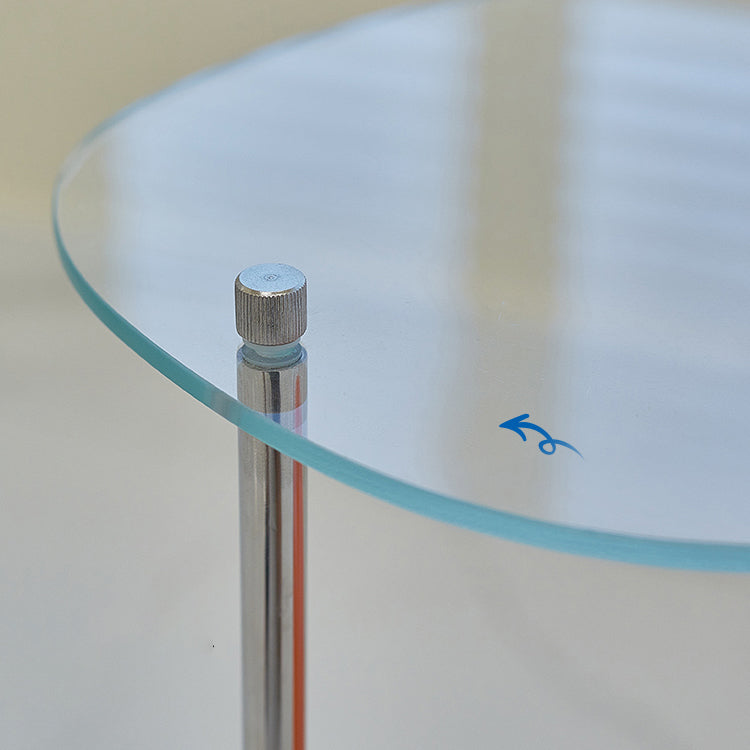 Modern Glass Top 4 Legs Double Tier Naturally Shaped Accent Side Table