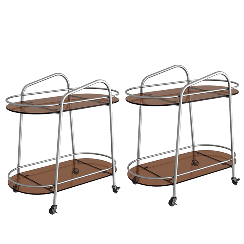 Modernistic Glass Top with Shelf Oval Double Tier Living Room Accent Side Table
